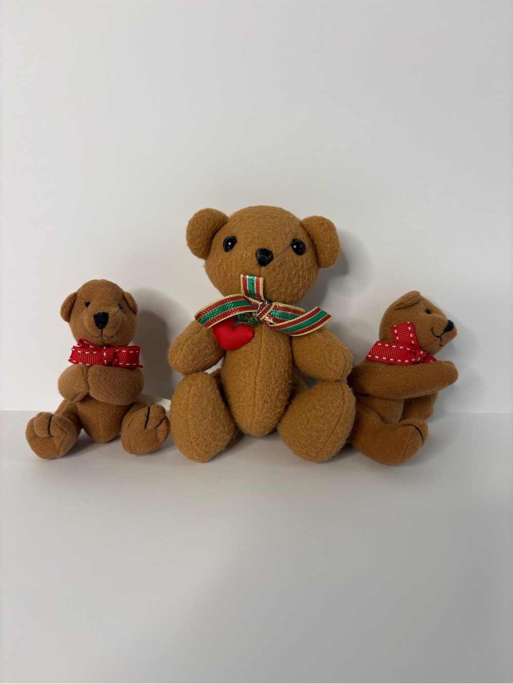 Hallmark Brown Teddy Bear Trio with Red Accents